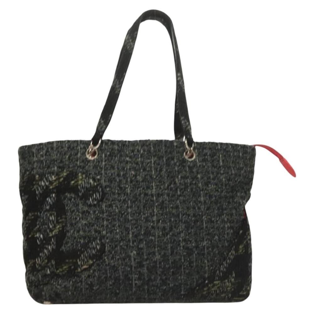 Chanel Tweed Tote Bag Black